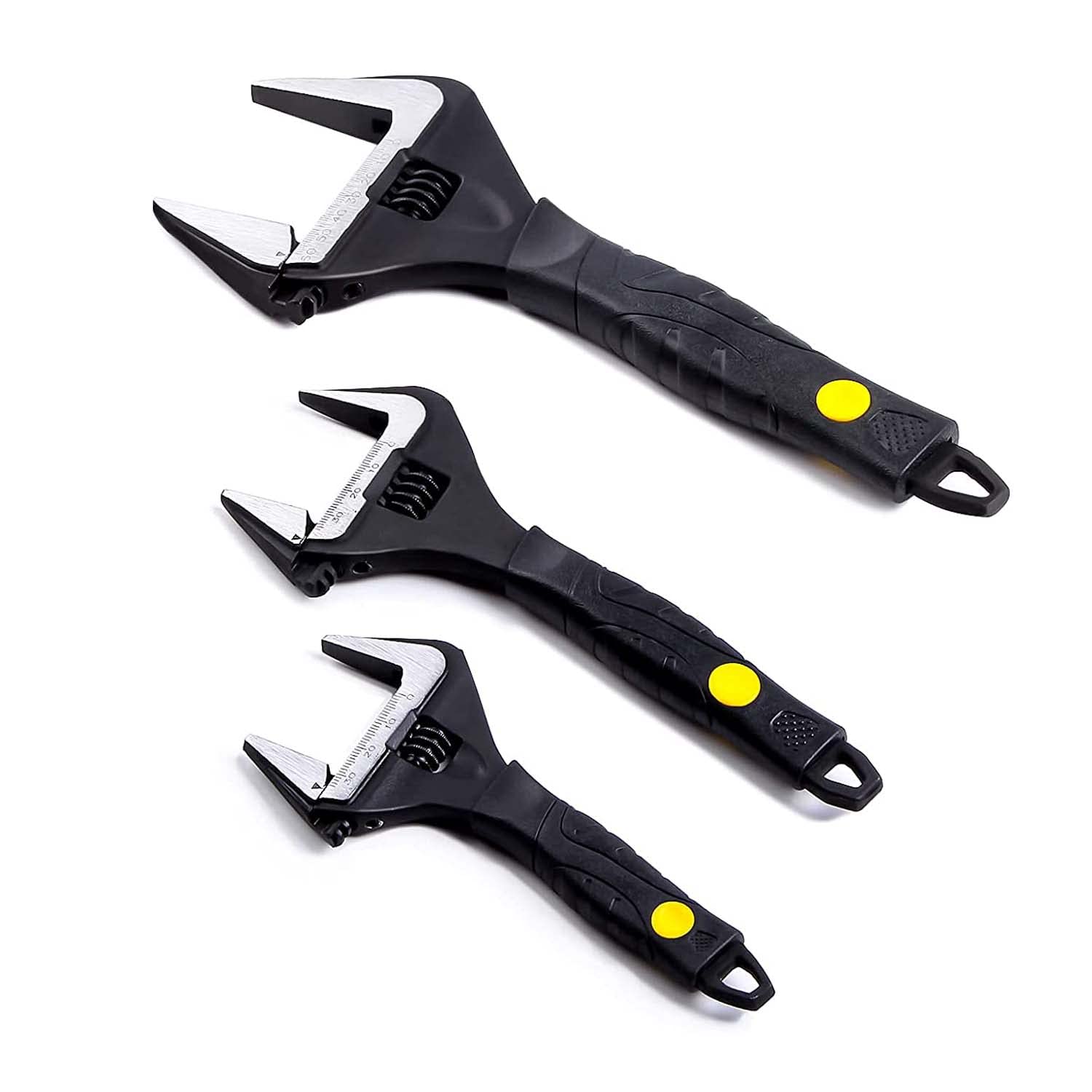 Sharp-tec Adjustable Spanner Set, Wide Jaw Opening Adjustable Wrench, Heavy-Duty
