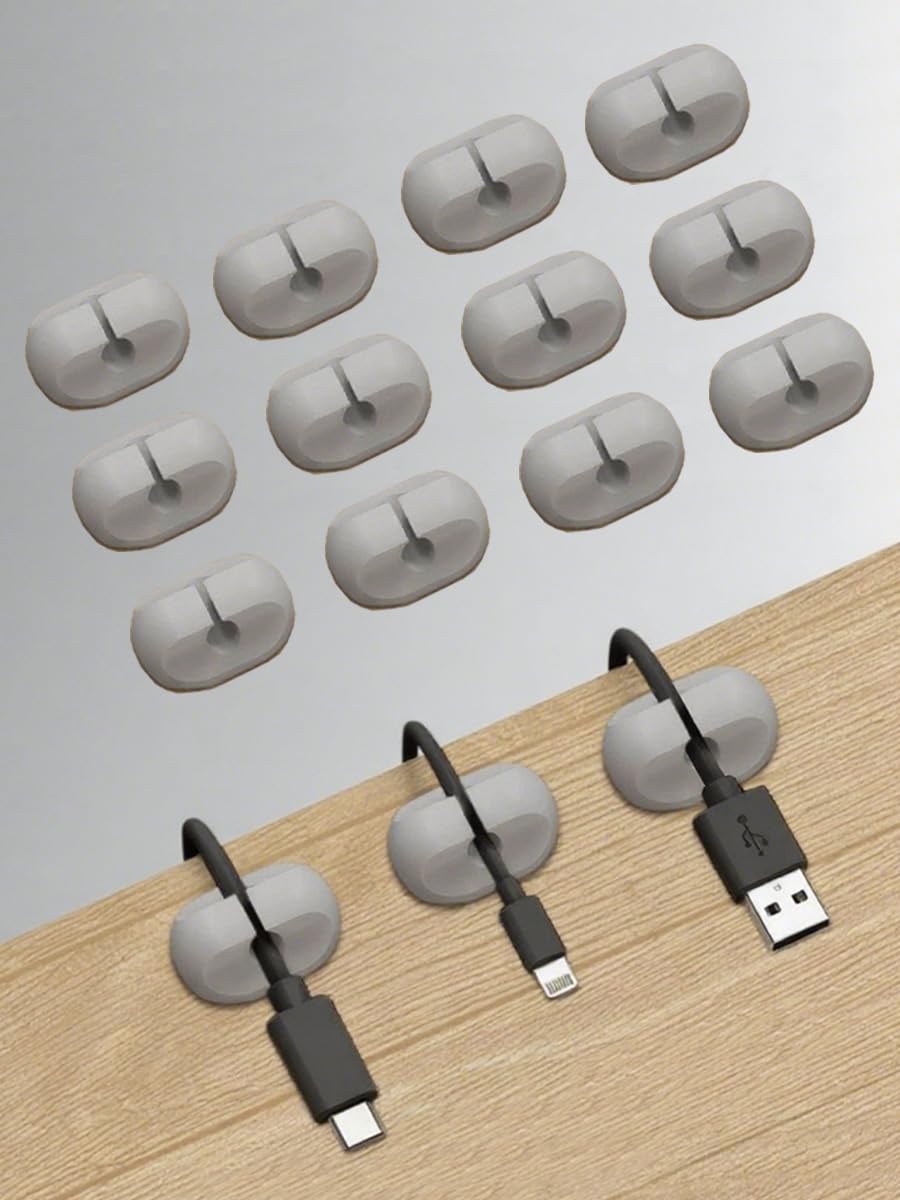 Cable Clips, 12 Pieces Self Adhesive Cable Management Clips, Cable Organizer for