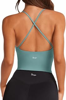 Danysu Padded Workout Tank Tops Women Strappy Longline Sports Bras