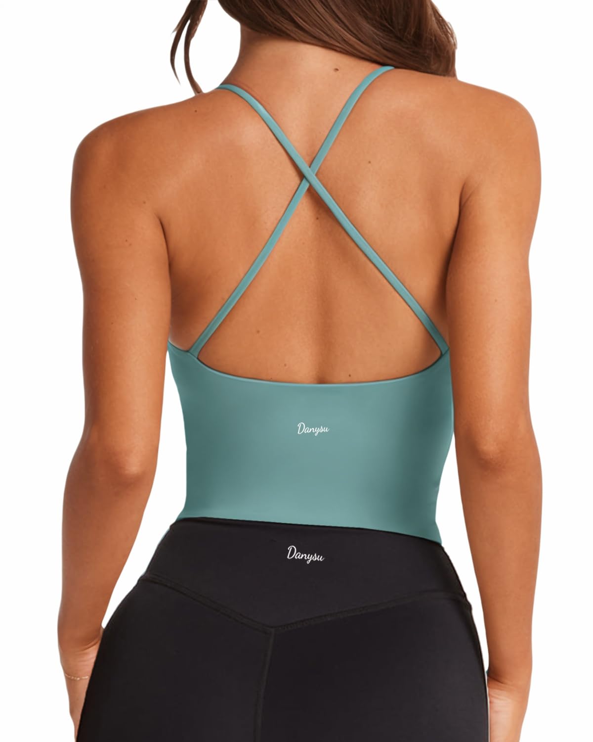 Danysu Padded Workout Tank Tops Women Strappy Longline Sports Bras