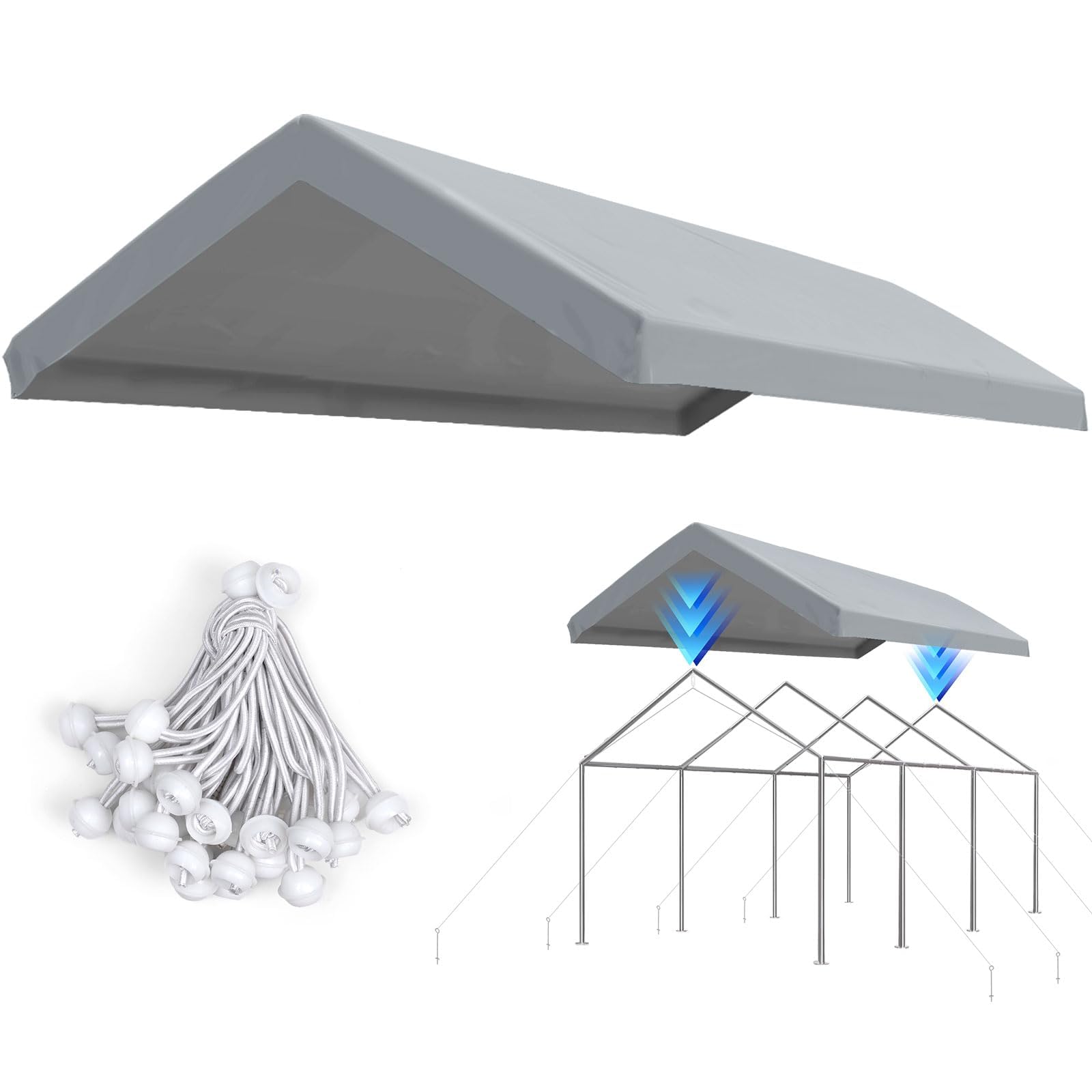 ADVANCE OUTDOOR 10x20 ft Carport Replacement Top Cover, Heavy Duty Waterproof & 