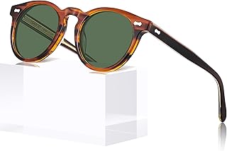 CARFIA Acetate Polarized Sunglasses for Men Retro Round Shades UV400 CA5506