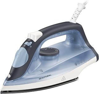 BEAUTURAL Compact Steam Iron for Clothes with Non-Stick Soleplate, Blue | Burst of Steam, Spray Mist, Self-Cleaning, Anti-Calcium, Anti-Drip, Easy Temperature Control, Light Weight, 1200 Watts
