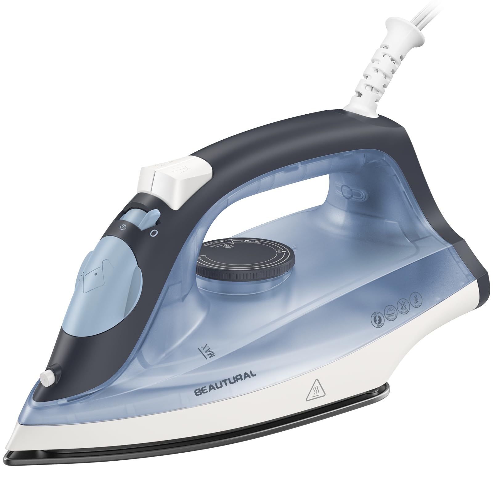 BEAUTURAL Compact Steam Iron for Clothes with Non-Stick Soleplate, Blue | Burst 