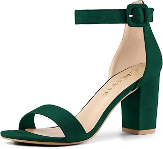 Allegra K Women's High Chunky Heel Ankle Buckle Strap Sandals