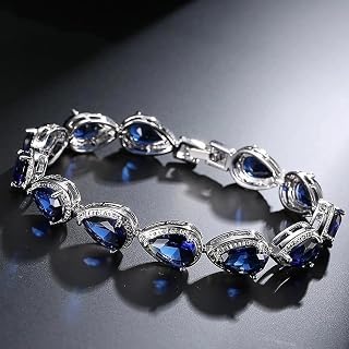 Silver Color Water Drop Shape Cubic Zirconia 10 Colors Bracelet for Women Fashion Gift