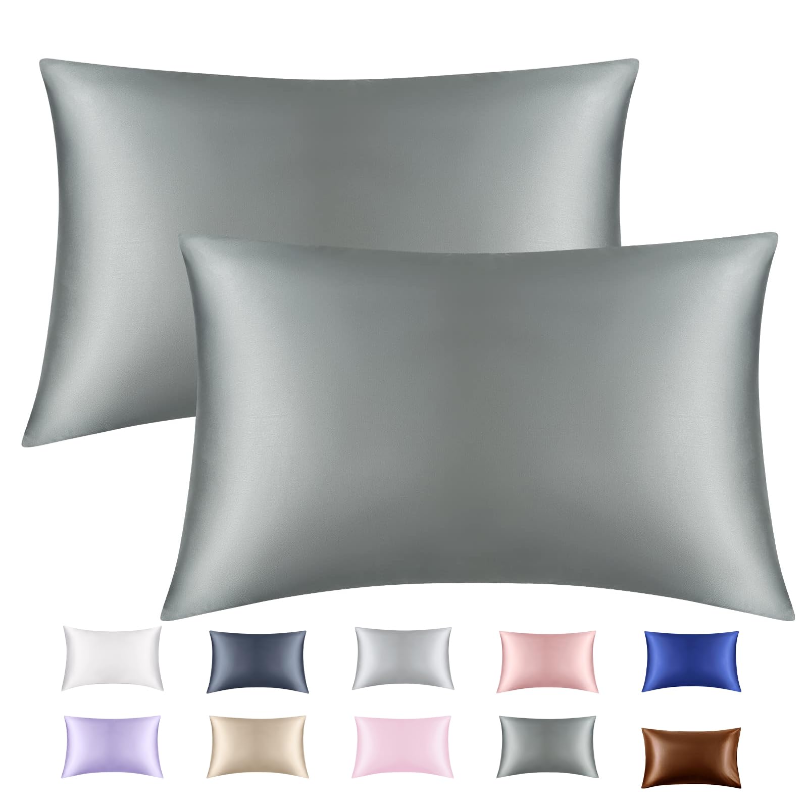 Satin Pillowcase Set of 2 Soft Silky Pillowcases for Women Hair and Skin, Silk S