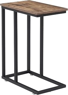 VECELO Side Table, U-Shaped Insert-In Type, Width 18.9 x Depth 11.0 x Height 23.6 inches (48 x 28 x 60 cm), Wood Grain, Fits Bed/Sofa, Compact, Nordic Style, Simple, Space Saving, Laptop Work, Living