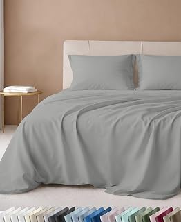 California Design Den 600 Thread Count King Size Bed Sheets Set, Light Grey