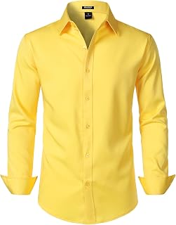 JEMITOP Mens Stretch Wrinkle-Free Soft Dress Shirts