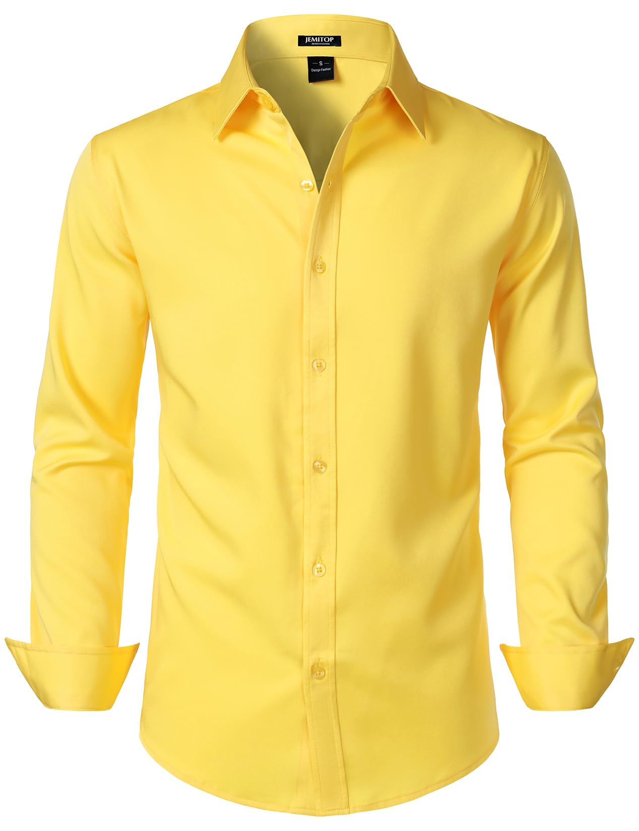 JEMITOP Mens Stretch Wrinkle-Free Soft Dress Shirts