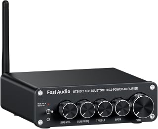 Fosi Audio BT30D Bluetooth 5.0 Stereo Audio Receiver Amplifier 2.1 Channel Mini Hi-Fi Class D Integrated Amp 50 Watt x2+100 Watt for Home Outdoor Passive Speakers/Subwoofer Powered Subwoofer
