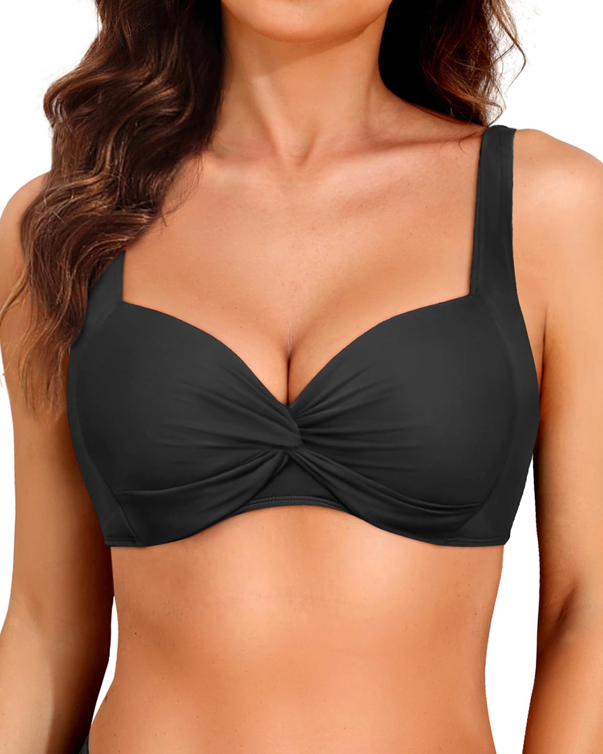 Yonique - Women Underwired Bikini Top Push Up Swimwear Padded Bra Top