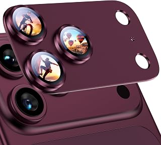 Uyiton for iPhone 18 Pro Max Camera Lens Protector, Metal Frame Glass Cover | Not Easy to Break, Strong Adsorption, Case-Friendly, Metal 9H Sapphire Glass Rear Camera Screen Cover, Burgundy