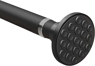 Shower Curtain Rail Extendable Tension Rods 270cm Extra Long Shower Curtain Rods Anti-Slip Shower Rod Wardrobe Pole for Living Room, Bedroom, Bathroom, Balcony (86-270CM φ32mm Black)