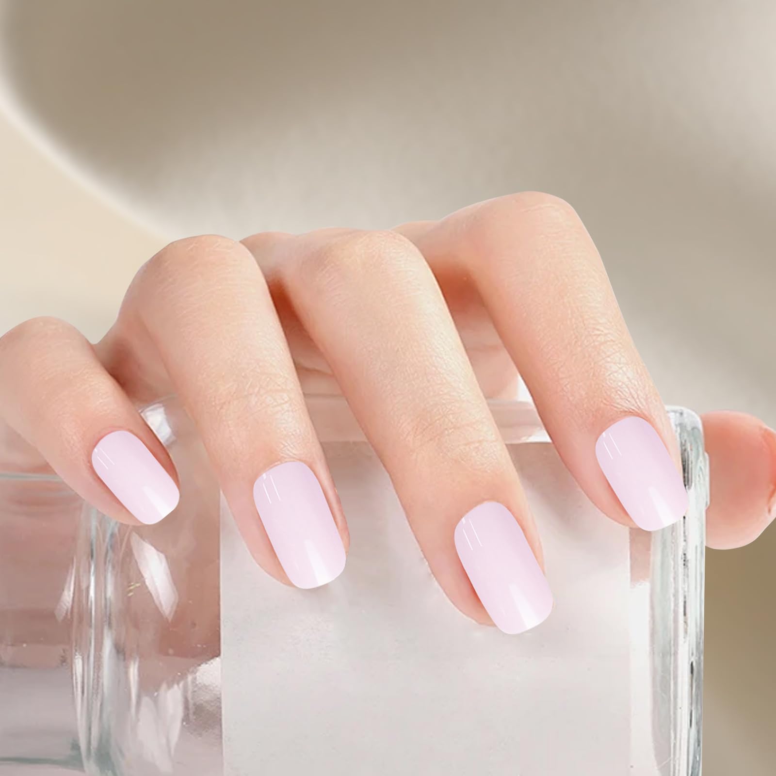 Glossy Press-On, 24 Self Adhesive Nails for DIY Manicure, Easy to Apply Art Stic
