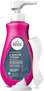 Veet Professional 2 Min Hair Removal Cream, Full Body &amp; Bikini, 13.5 FL OZ | Hydrates Skin Up to 48 Hrs, Dermatologically Tested, For Sensitive Skin