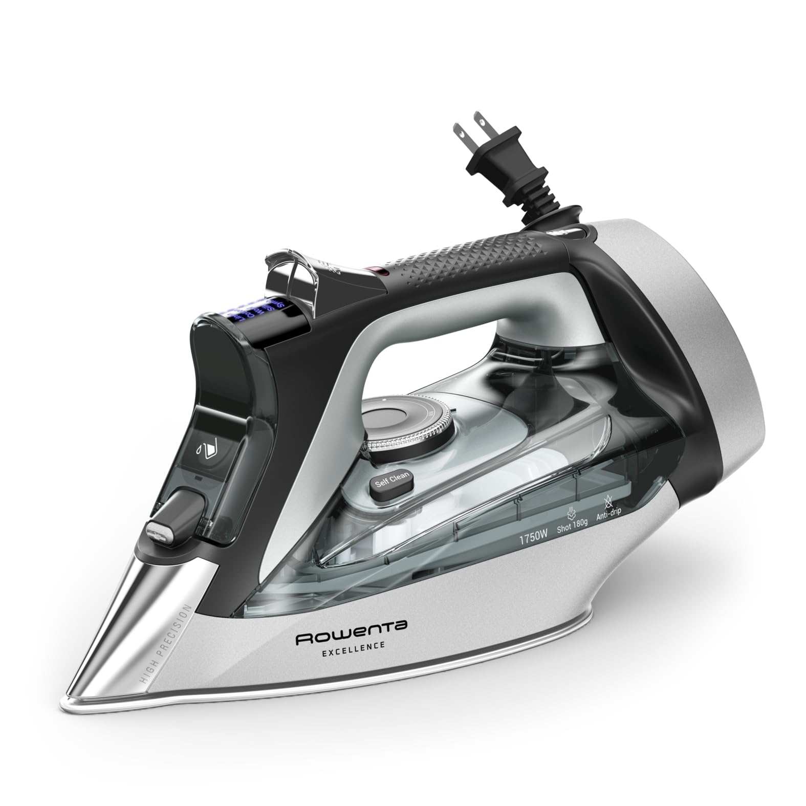 Rowenta Focus Excellence Steam Iron for Clothes, 1750W, Cordreel, DW5432 | Stain