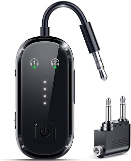 2026 Upgrade Pro Bluetooth 6.0 Transmitter Receiver – 2-in-1 Adapter | For TV, plane, gym, car & home. Dual Link for 2 headphones. Low latency, stable. Works with all AirPods & wireless headphones