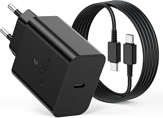 45W USB C Charger Samsung Fast Charge and 2M Cable for Samsung Galaxy S26 S25 Ultra S24 S23 S22 S21 FE A57 A56 A55 A54 A37 A36 A35 A25 A26 A17 A16, USB C Plug Mains Type C Adapter