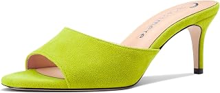 Castamere Women Mi Kitten Heel Open Heel Round Toe Sandals Slip-on Casual Dress Mules Shoes Office Summer Shoes 6.5CM Heels