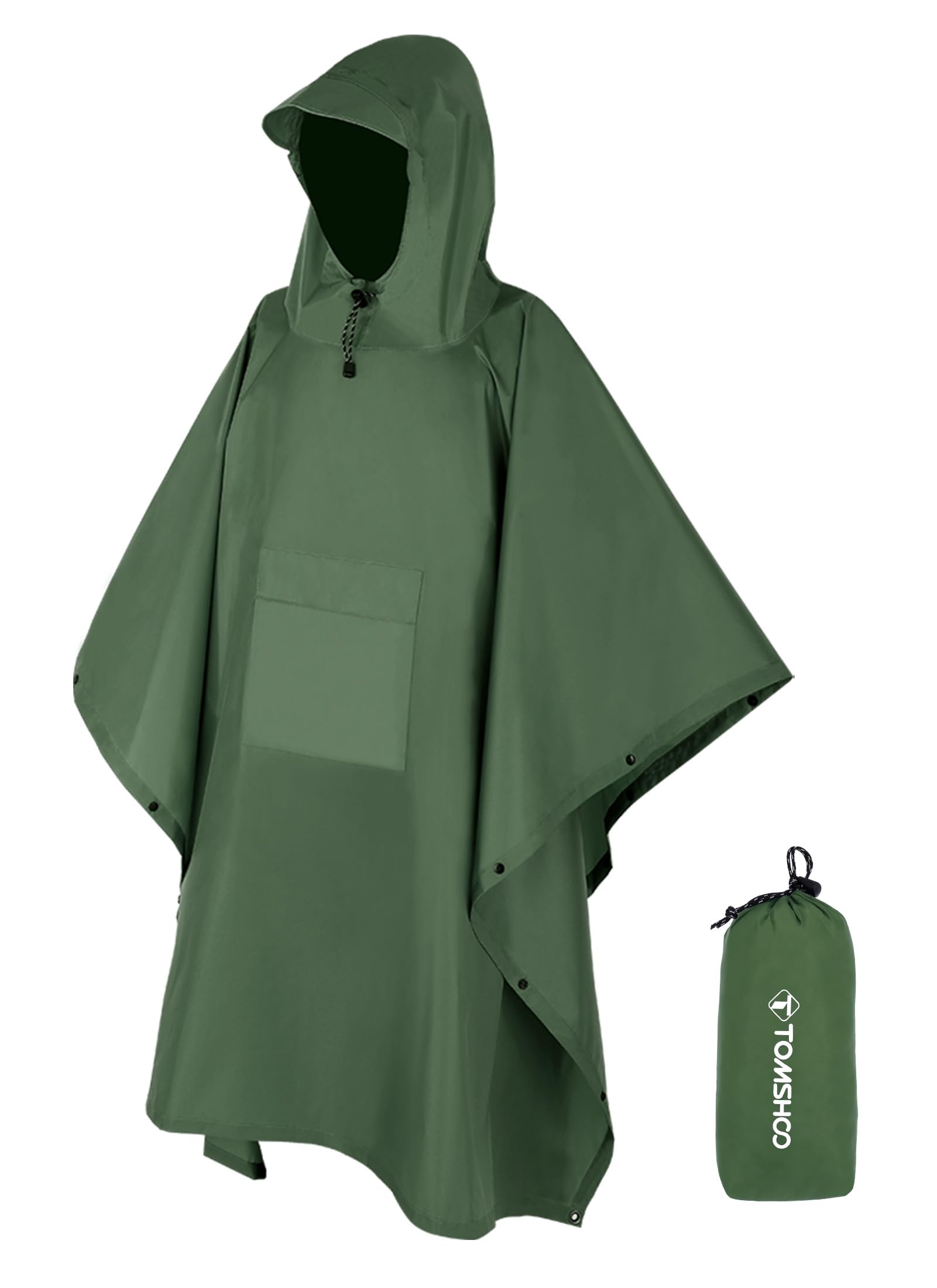 TOMSHOO Multifunctional Raincoat with Hood for Adults