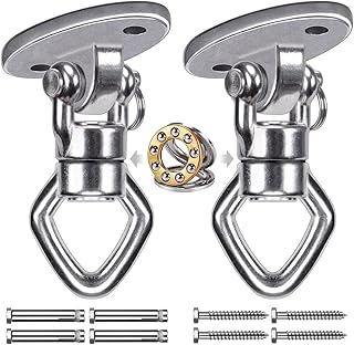 BeneLabel 2Pack Swing Hanger with Bearing Swivel 800LB Capacity Stainless Steel Aerial Silks Ceiling Mount Bracket Hammock Hardware for Swings, Hanging Chair, Aerial Hoop, Heavy Bag, Yoga Swing