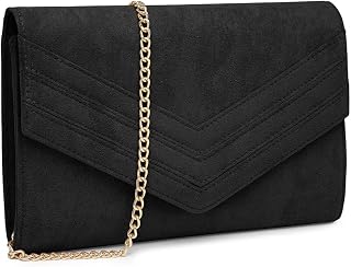 Miss Lulu Clutch Damen, Elegante Pochette Abendtasche mit Kette