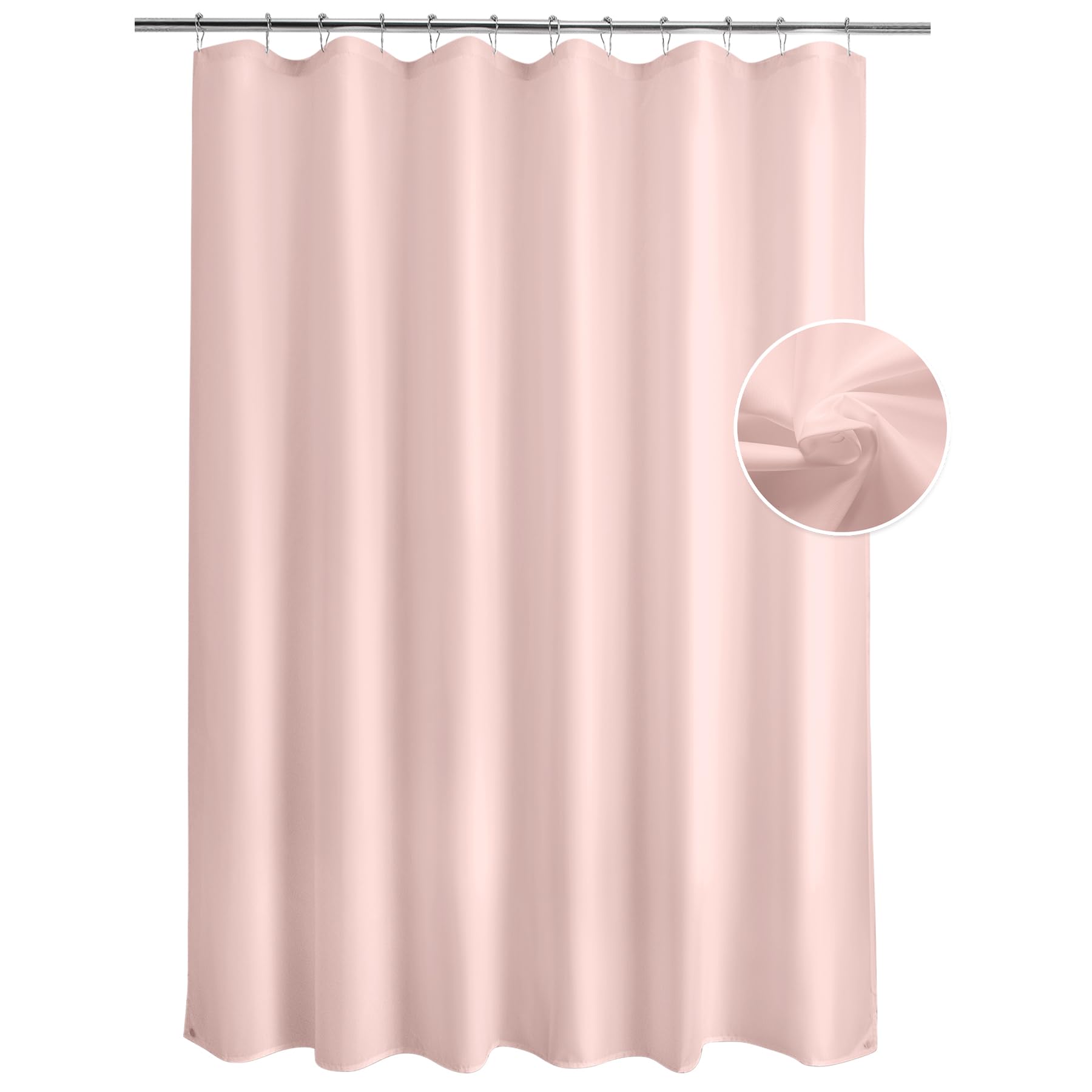 Titanker Waterproof Shower Curtain Liner Fabric, Blush Pink Shower Curtain Liner