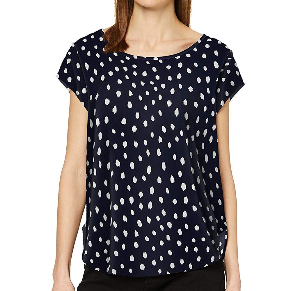 ONLY Women’s Onlvic S/S Solid Aop Top, Ptm T-Shirt, Blouse Shirt, Short Sleeves