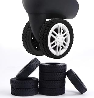 8 Pcs Silicone Luggage Wheel Covers for Most 8 Spinner Luggage Suitcases, Black, Spinner Luggage
