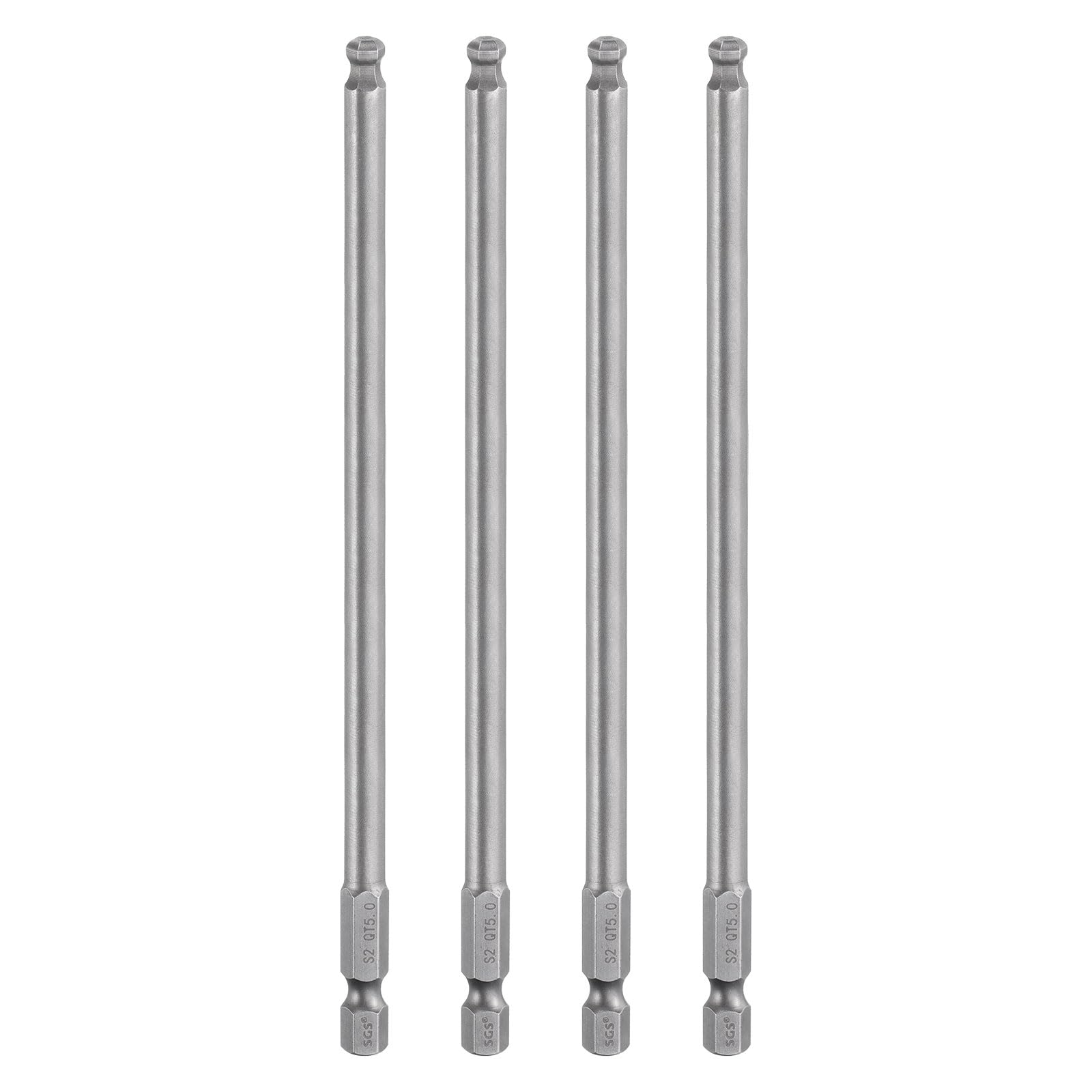 HARFINGTON 4pcs Ball End Hex Screwdriver Bit 5mm (H5.0) Tip 1/4" Hex Shank 150mm