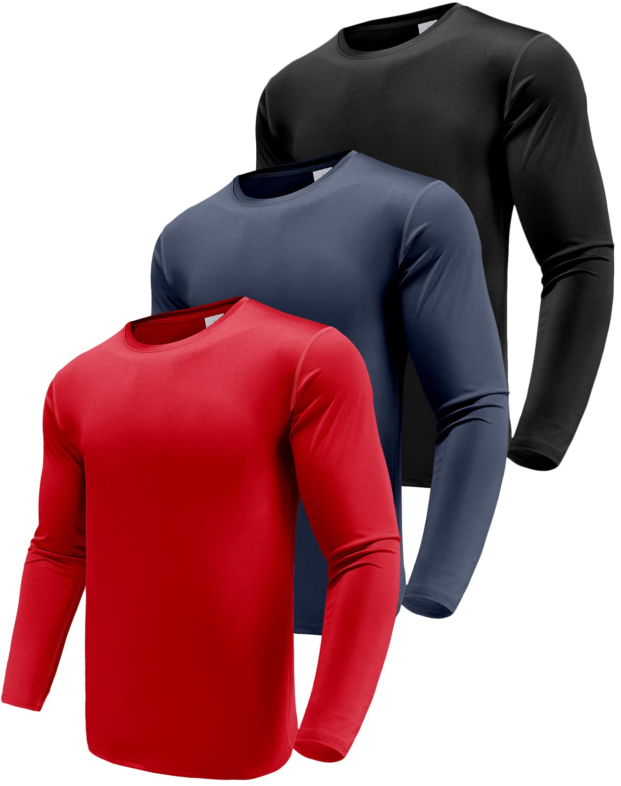 Men's 1, 3 or 5 Pack Performance Long Sleeve T-Shirts, UPF 50+ Sun Protection Shirts, Athletic Gym Workout Shirts for Running