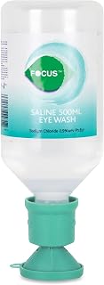 Reliance Medical Focus Saline Eyewash 500 ml Sterile with Specially Shaped Eye Cup - Single Use, Ideal for Allergies