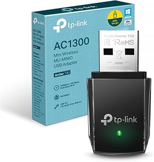 TP-Link 1300 Mbps High Gain Wireless Dual Band USB Adapter, 3dBi Dual Omni Directional Antenna, Supports Windows 11/8.1/8/7/XP, Mac OS, Linux (Archer T3U)
