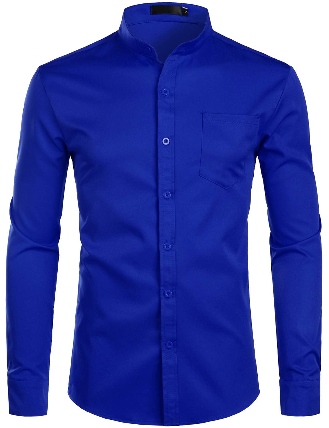 ZEROYAA Men's Mandarin Collar Stretch Dress Shirts