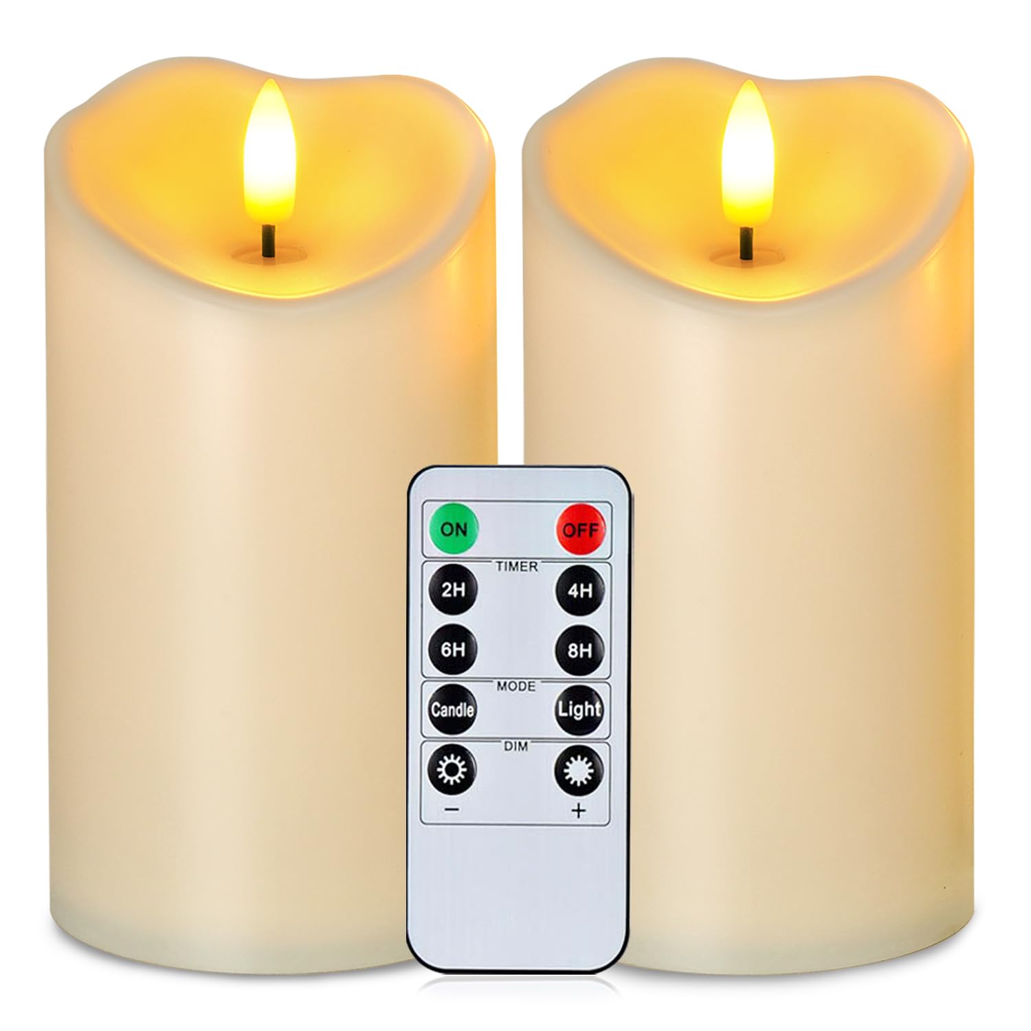 Homemory Outdoor Waterproof Flameless Candles, Dark Ivory, Set of 2, D 3" | Wate
