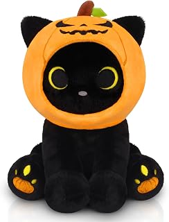Hagusahuo Halloween Plush, 8inch Pumpkin Black Cat Plush Halloween Stuffed Animals for Kids, Cute Plushies Kawaii Stuffed Cat Soft Doll Toy for Boys, Girls, Girlfriend