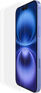 Belkin ScreenForce Tempered Glass for iPhone 16 Plus, 9H Hardness, Transparent, Includes a Bubble-Free Application Holder, iPhone 16 Plus, iPhone 15 Plus, 2 Pack