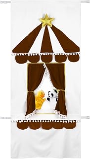 Teyva Daily Doorway Puppet Theater with 2 Adjustable Rods, Brown | 67 x 31 Inch Foldable Hanging Puppet Show Theater, Velvet Curtain, for Christmas Pretend Play Hand Puppets Gift Educational