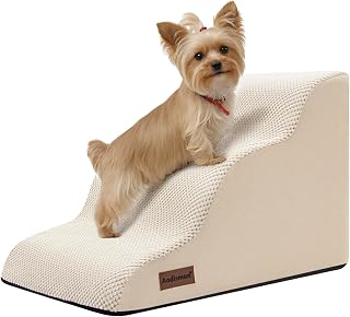 Aodisman Dog Stairs for Small Dogs,3 Step Dog Ramp for Couch,Non-Slip Steps | Pet stairs help small dogs, old cats, and puppies reach couches and chairs easily, durable indoor dog steps,15.4" H,Beige