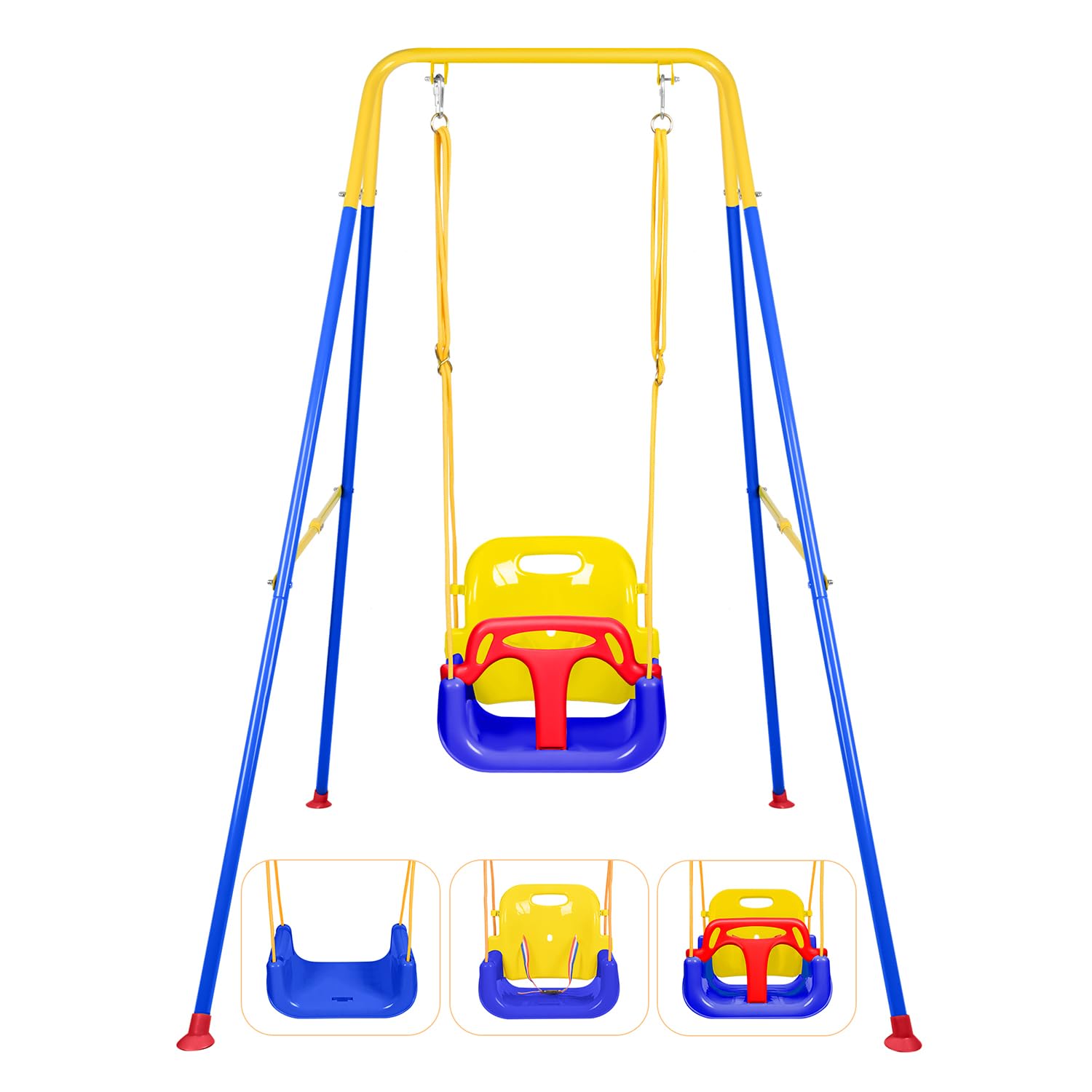 3-in-1 Toddler Swing Set, Indoor & Outdoor Foldable Baby Swing Set