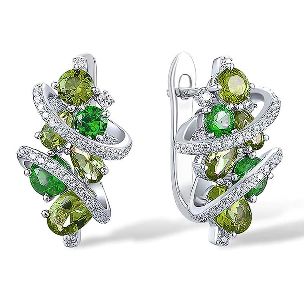 Colorful Cubic Zirconia Hoop Earrings for Women Luxury Jewelry