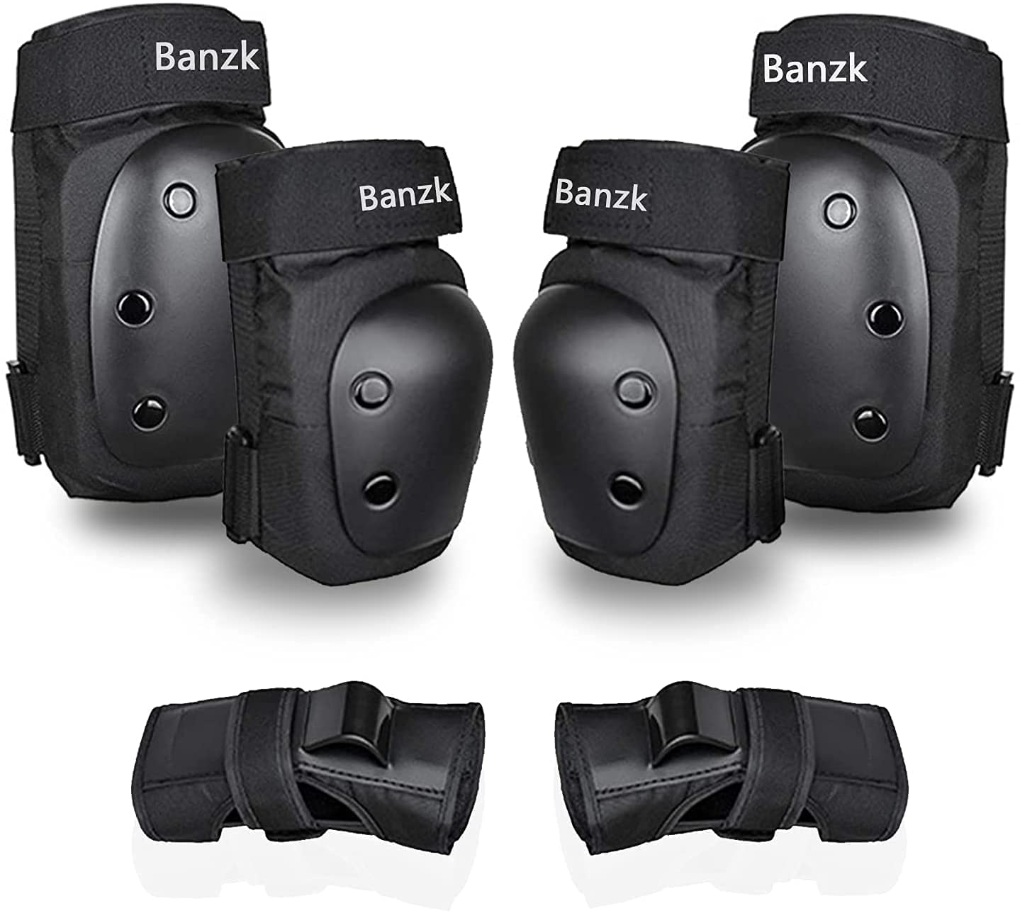 Banzk Adult Knee Pads Elbow Pads Wrist Guards for Adult Kids 6 in 1 Protective G