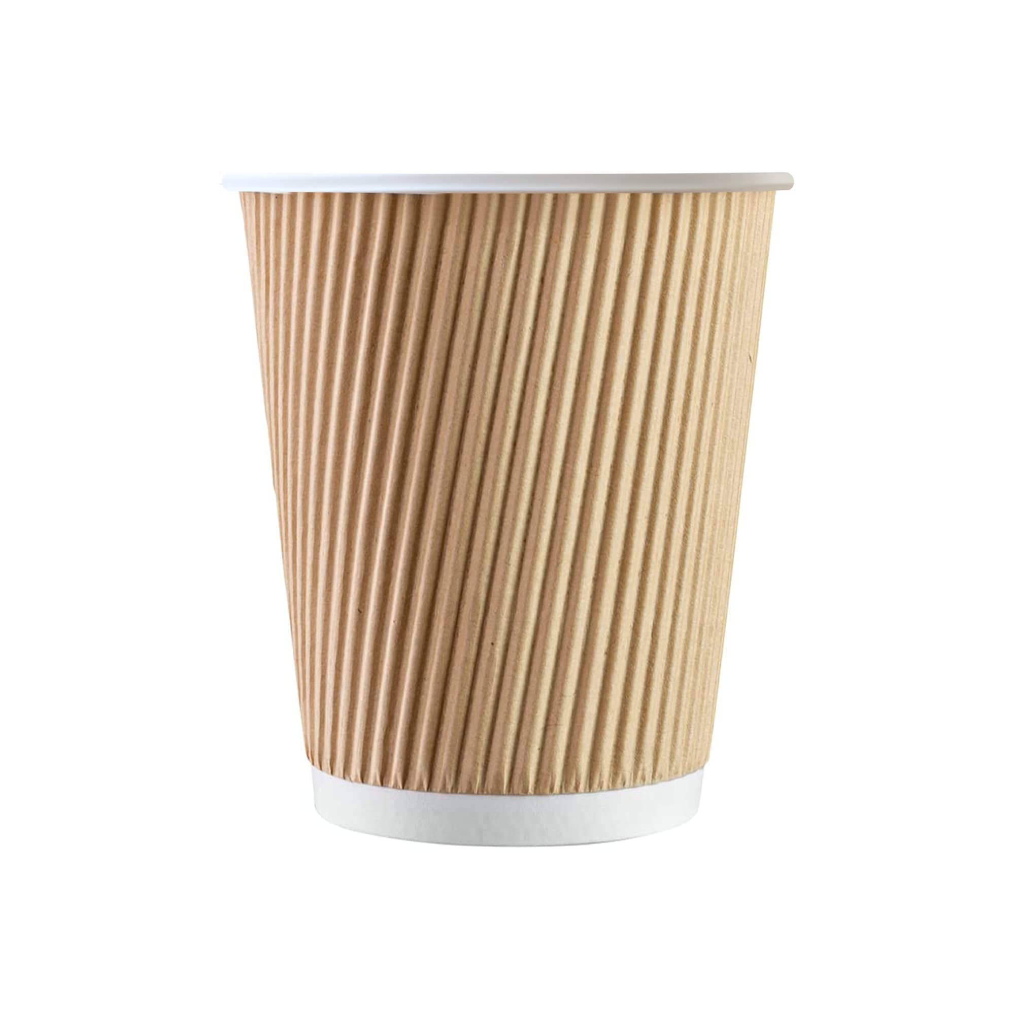 500 x Kraft 8 Ounce Ripple 3 Ply Disposable Insulated Paper Cups For Tea Coffee 
