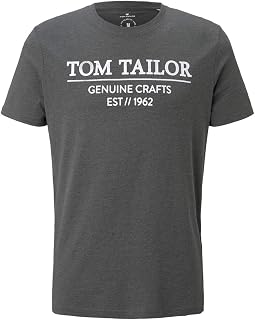 TOM TAILOR Men's 1021229 Organic Cotton Logo Print T-Shirt (Pack of 1)