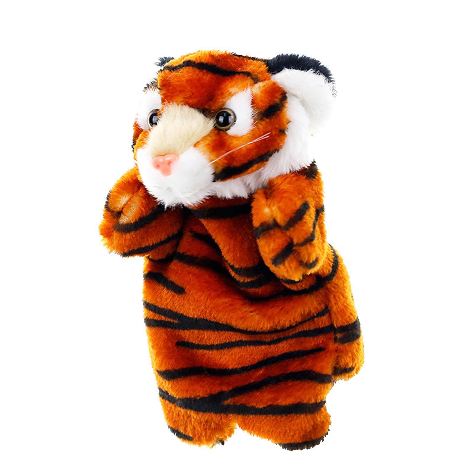 Plush Tiger Puppet - Soft Animal Hand Doll Pretend Play Toy Adults | Animal Hand