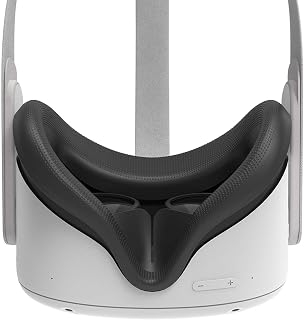 AMVR VR Silicone Face Cover Compatible with Quest 2 Headset, Sweatproof Waterproof Anti-Dirty Replacement Facial Cushion VR Pads Accessories (Black)