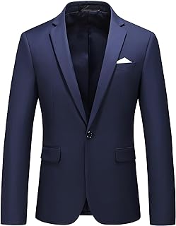MOGU Men's Suit Jacket Slim Fit One Button Single Color Business Wedding Prom
