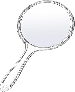 D Handheld Mirror with Handle 3.9" W x 8.3" L, 1X 2X | Small Double-Sided Mirror,2X Magnifying Mirror,Crystal Clear Reflection,Lightweight & Portable,Travel-Friendly Design